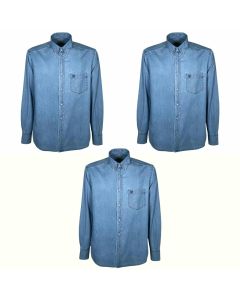 Sea Barrier Camicia Jeans Denim da 4XL a 7XL Set 1 o 3 Pezzi Leggera in Puro Cotone Button Down Taglie Forti Uomo