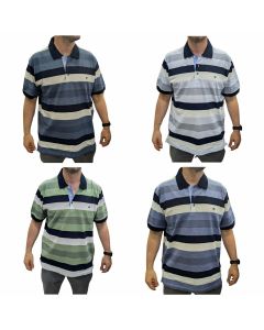 Il Granchio Polo Manica Corta da 4XL a 7XL in Puro Cotone Leggero Piquet Rigato Effetto Oxford Taglie Forti Uomo