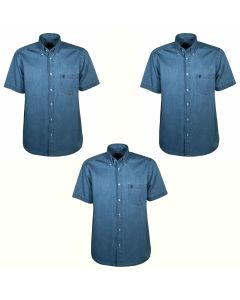 Sea Barrier Camicia Jeans Mezza Manica Denim da 4XL a 7XL Set 1 o 3 Pezzi Leggera in Puro Cotone Button Down Taglie Forti Uomo