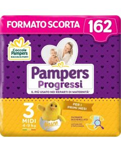 Pampers Progressi Midi  162 Pannolini  Taglia 3 (4-9KG)