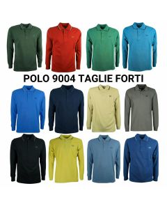 Be Board Polo 9004 Manica Lunga da 4XL a 9XL Set da 1 o 3 Pezzi Modello in Puro Cotone Piquet Morbido Elasticizzato e Colletto Profilato in Contrasto Uomo Taglie Forti