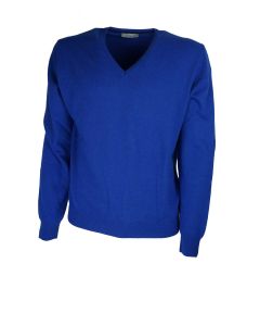 Pullover Uomo Manica Lunga Scollo a V Misto Lana Cachemire Made In Italy U7201