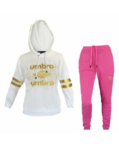 Umbro Tuta Mezza Stagione Completa 32083S con Pantalone con Polsino e Felpa con Cappuccio in Mordido Cotone Donna