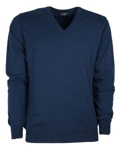 Pullover Uomo Manica Lunga Scollo a V 100% Cotone Re Del Mare Made in Italy Taglie Forti