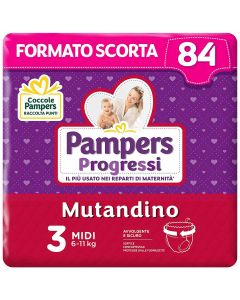 Pampers Progressi Mutandino Midi  84 Pannolini  Taglia 3 (6-11Kg)